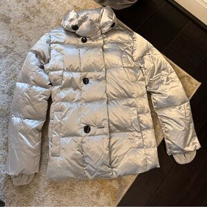 Girls Lands End silver puffer coat